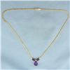 Image 2 : Amethyst and Diamond Necklace in 14K Yellow Gold