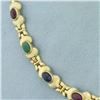 Image 2 : Sapphire Ruby and Emerald Bracelet in 14K Yellow Gold