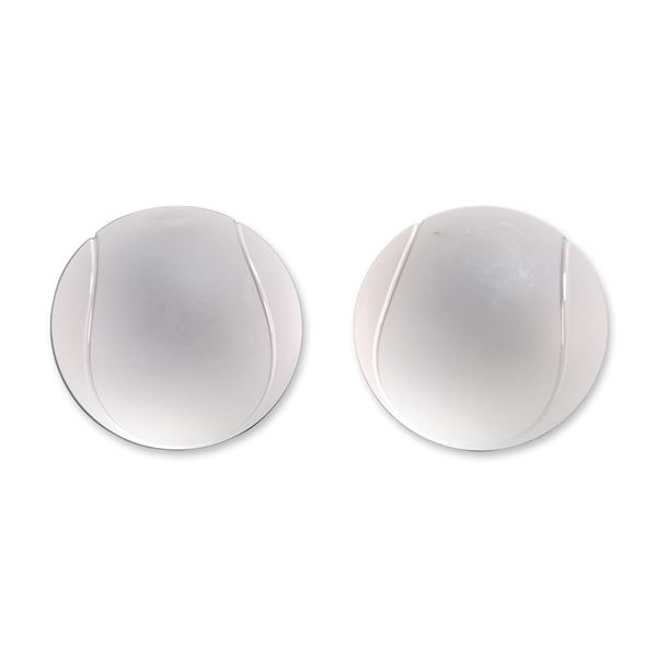 2pc Sasaki Japanese Frosted Lead Crystal Tennis Balls