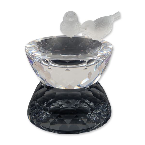 Swarovski Crystal Frosted Bird Bath Figurine