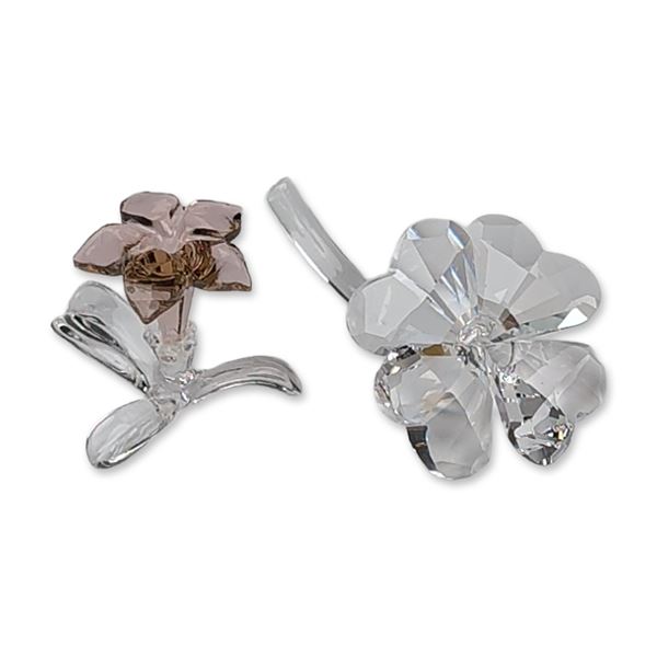 Two Swarovski Crystal Flower and Clover Figurines