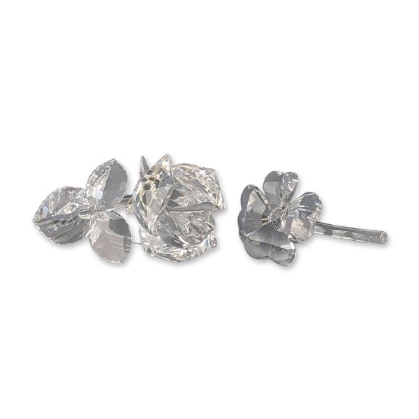 Two Swarovski Silver Crystal Rose and Four-Leaf Clover Figurines