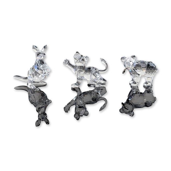3pc Swarovski Silver Crystal Animal Figurines