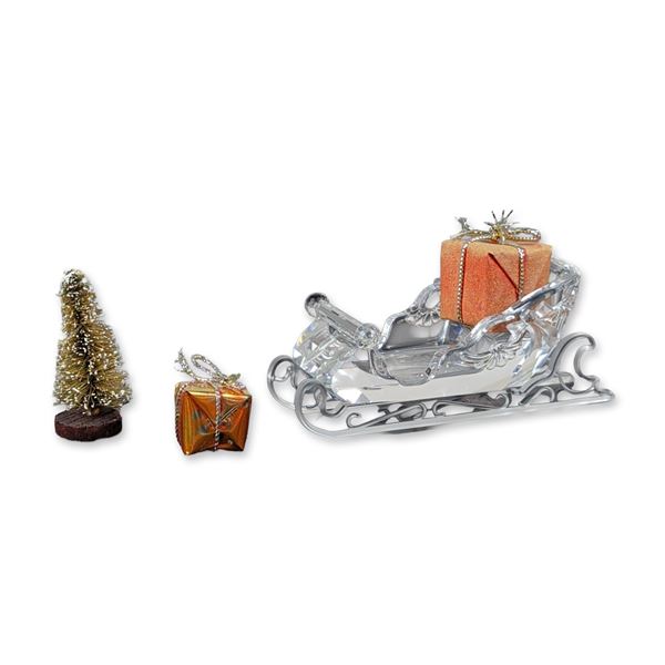 Swarovski Silver Crystal Christmas Sleigh Set