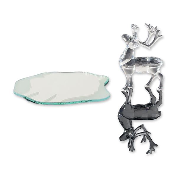Swarovski Silver Crystal Reindeer Figurine with Display Base