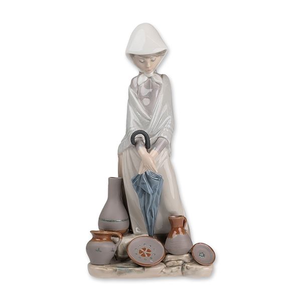 Lladro Porcelain Figurine, Ceramic Seller Woman 01005081