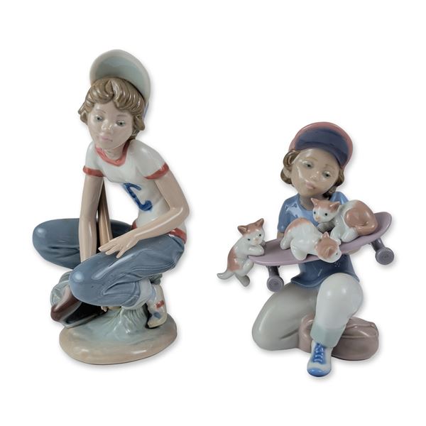 2pc Lladro Glazed Porcelain Figurines 1007623 & 1005290