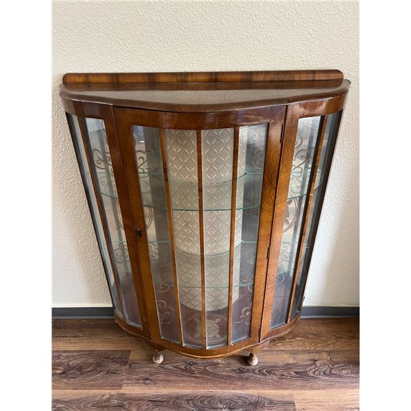 Antique Curved Glass Curio Cabinet