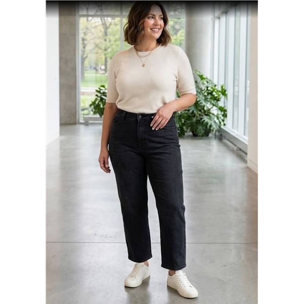 Kensie Jeans High Rise Straight Black, Size