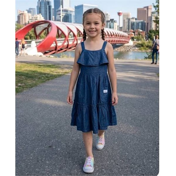 Calvin Klein Girls Denim Dress Size 6
