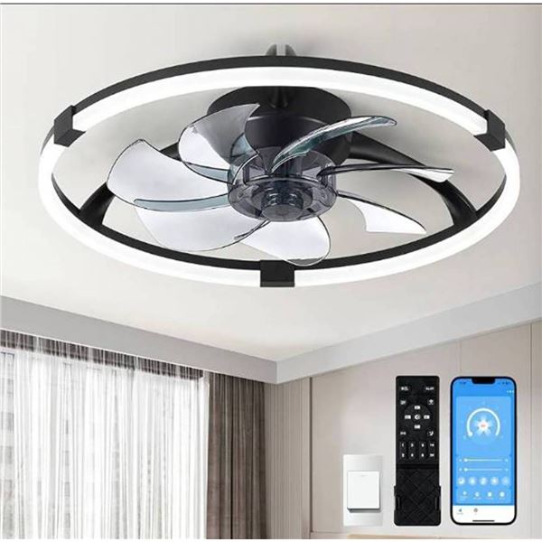 Linboro Low Profile Black Ceiling Fan