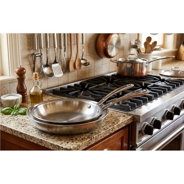 Lot of 2 Kirkland Signature Stainless Steel Frying Pans
