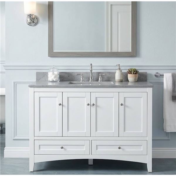 Homebase 48" Edinburgh Vanity White With Cultured Marble Top *Color May Vary From Stock*