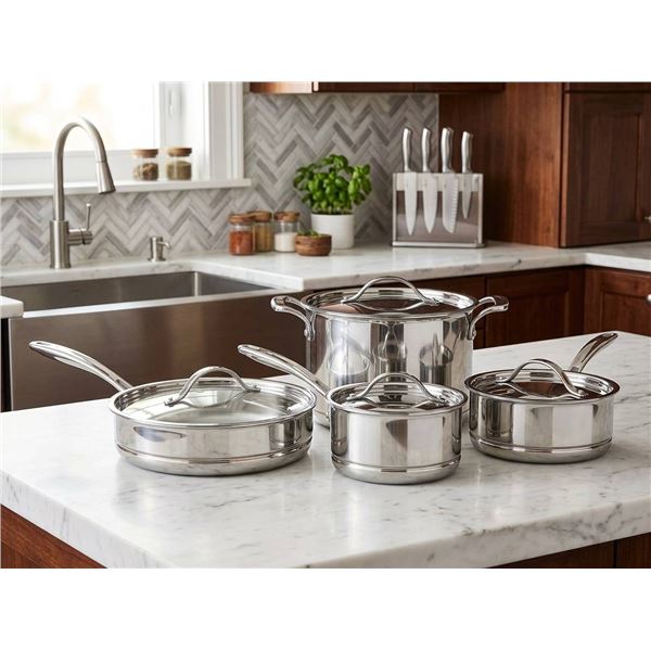 LIVTEK 8-Piece Stainless Steel Cookware Set