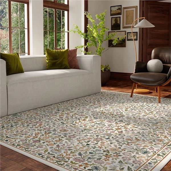 Ruggable Washable Area Rug Floral Pattern