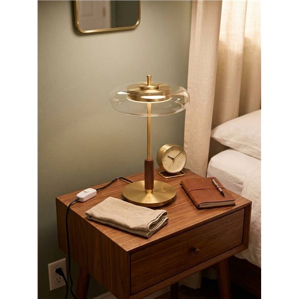 CELEBRITIES Table Lamp Brass and Wood