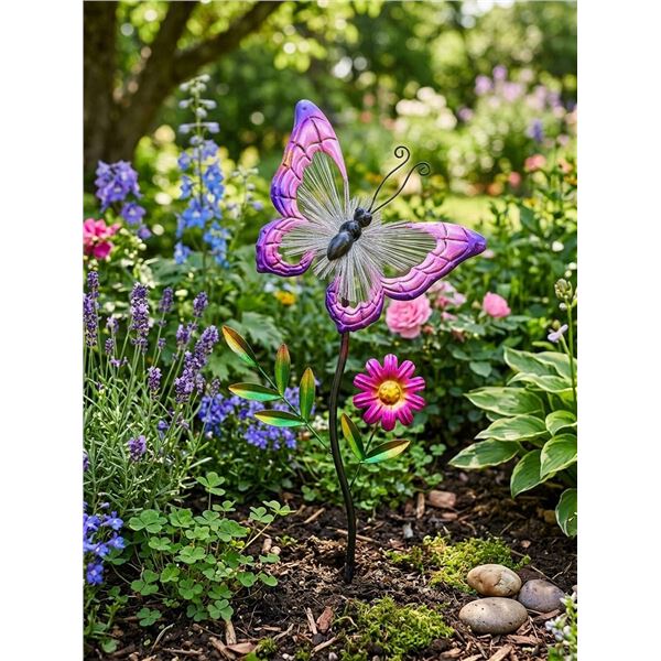 7 Metal Butterfly Garden Stakes