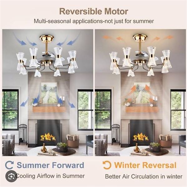 Depuley Gold Chandelier with Fan and Light