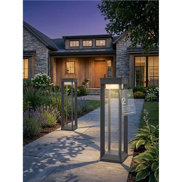 2 Solar Pathway Bollard Lights