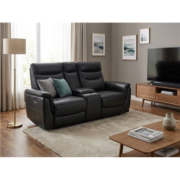 Kingsdown Power Loveseat Black Leather Recliners