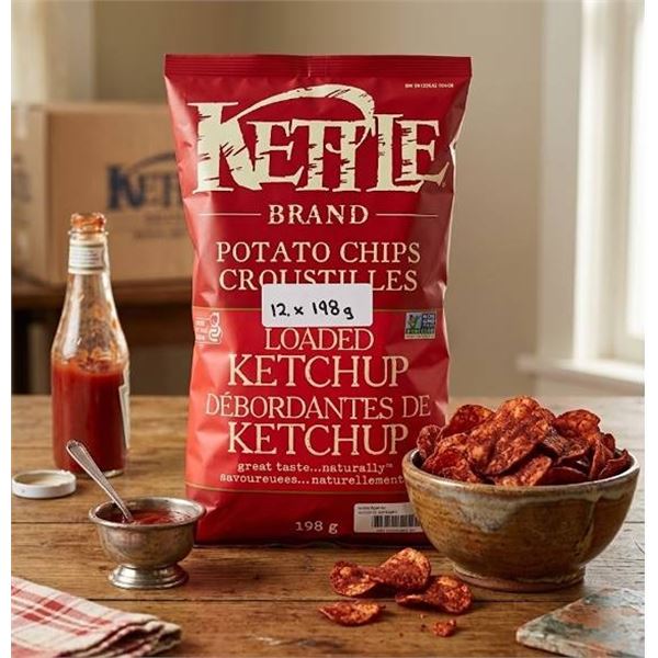 Kettle Brand Loaded Ketchup Potato Chips 12x198g