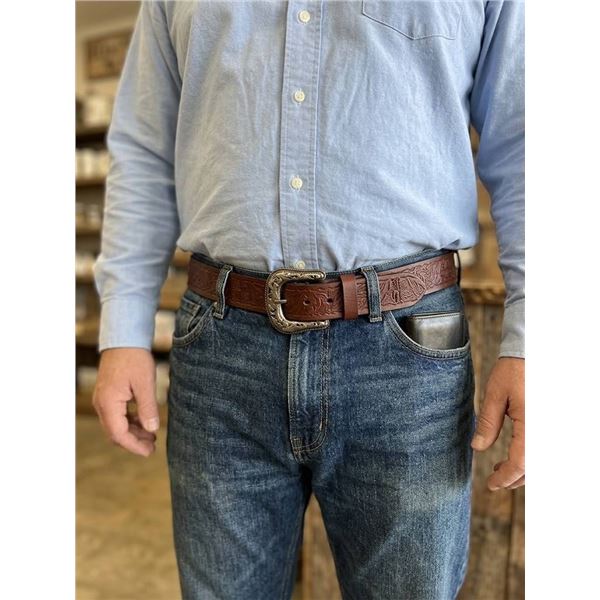 Renegade Tooled Leather Belt With Buckle