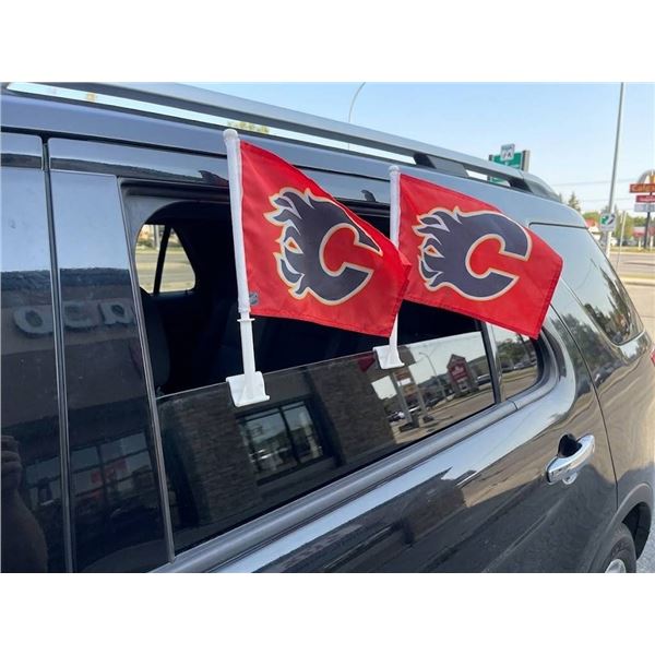 Calgary Flames NHL Car Flags, Set of 2