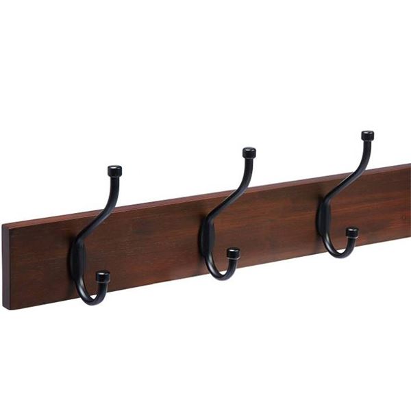 Amazon Basics 3-Hook Wall Coat Rack, Espresso