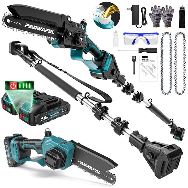 PAOWAFOL 2-in-1 Cordless Pole Saw Kit