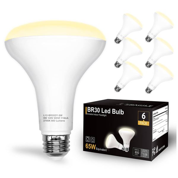 Luminus LED BR30 10W Dimmable Bulbs 6-Pack