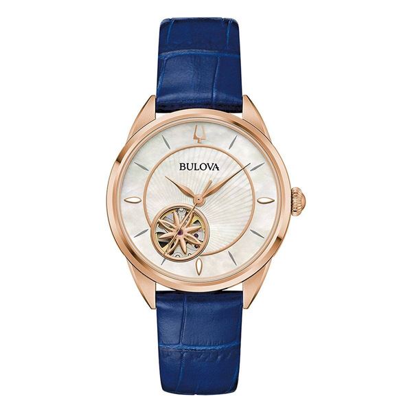 Bulova Ladies Gold-Tone Watch With Blue Strap