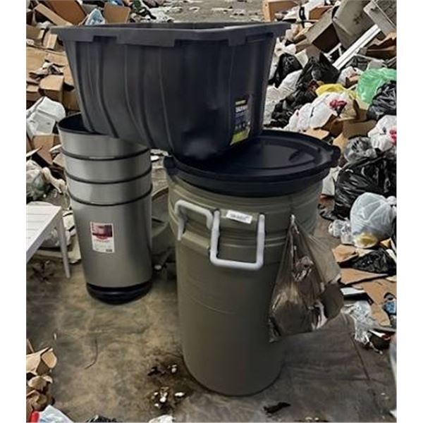 Plastic Bin and Trash Can Lot