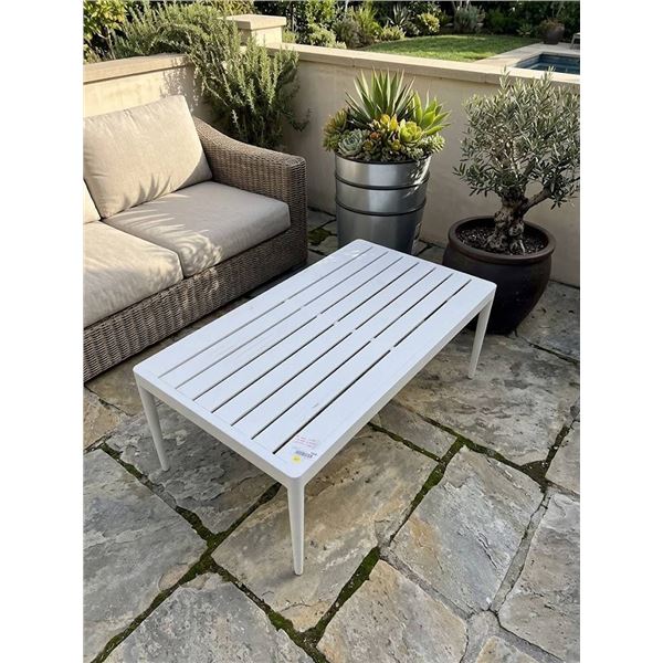 White Metal Slatted Coffee Table