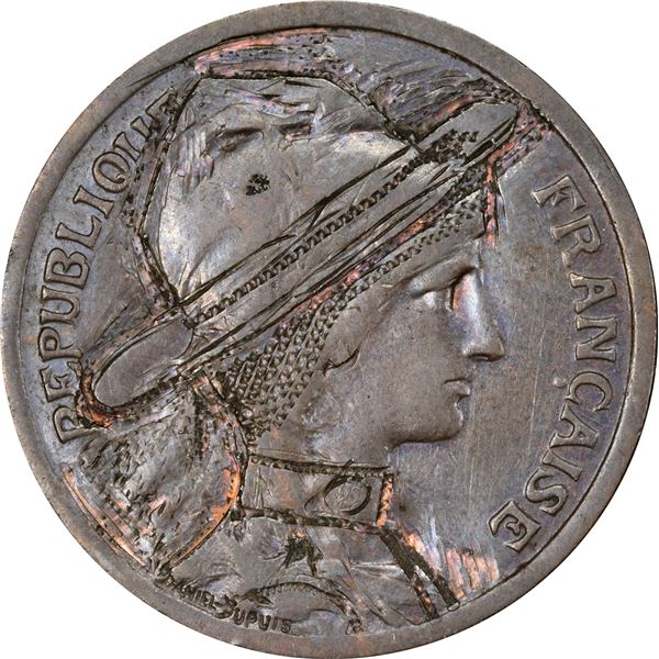 France 10 Centimes. Copper. Unknown.