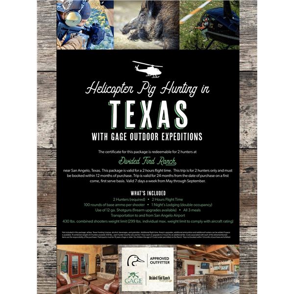 Helicopter Pig Hunting in Texas for 2