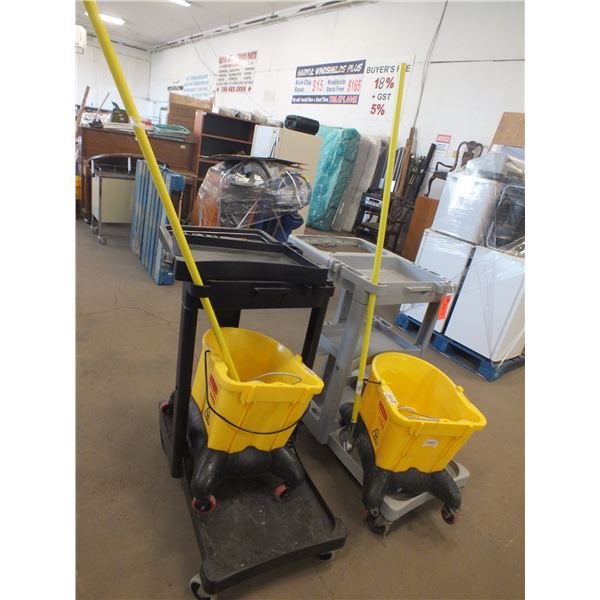 Tow Janitorial Carts w/ 2 mop Pails
