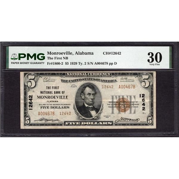 1929 $5 Monroeville AL National PMG 30
