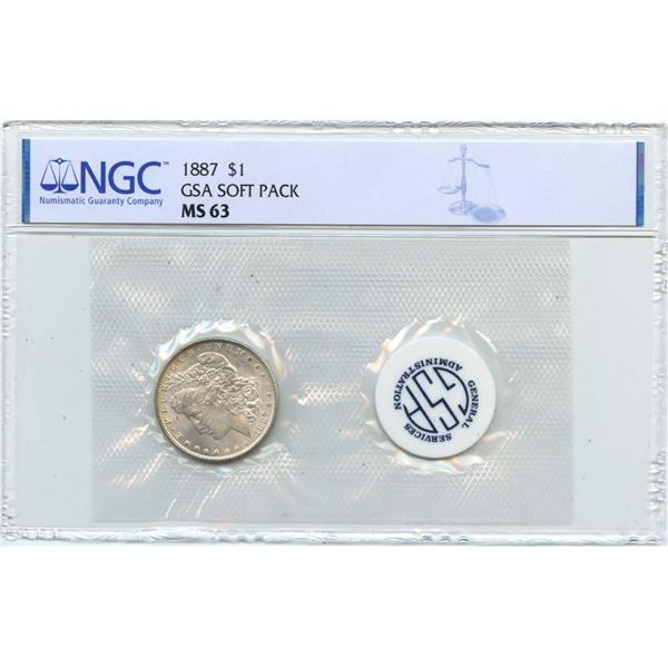 1887 $1 Morgan Silver Dollar NGC MS63