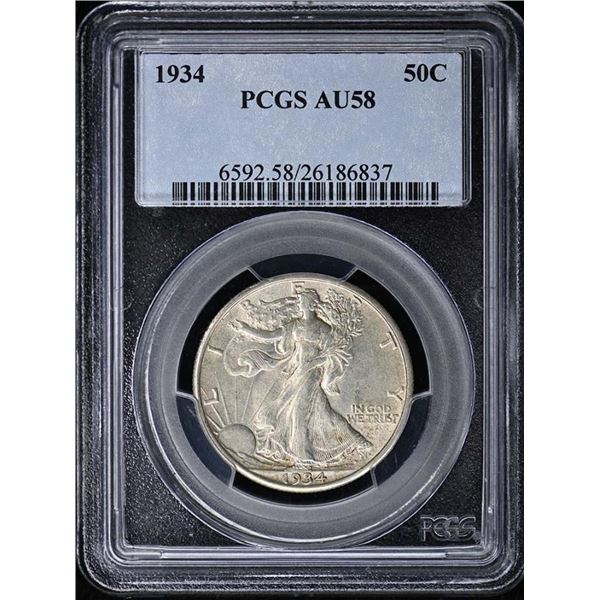 1934 Walking Liberty Half Dollar PCGS AU58