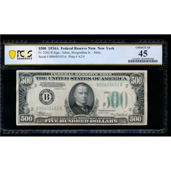 1934A $500 New York FRN PCGS 45