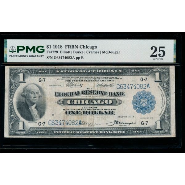 1918 $1 Chicago FRBN PCGS 25