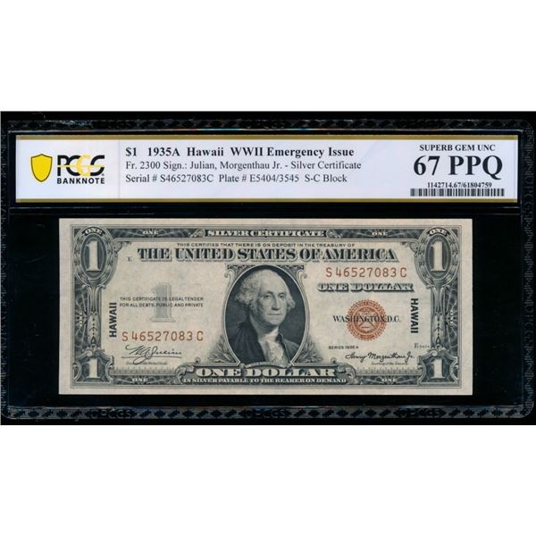 1935A $1 Hawaii Silver Certificate PCGS 67PPQ