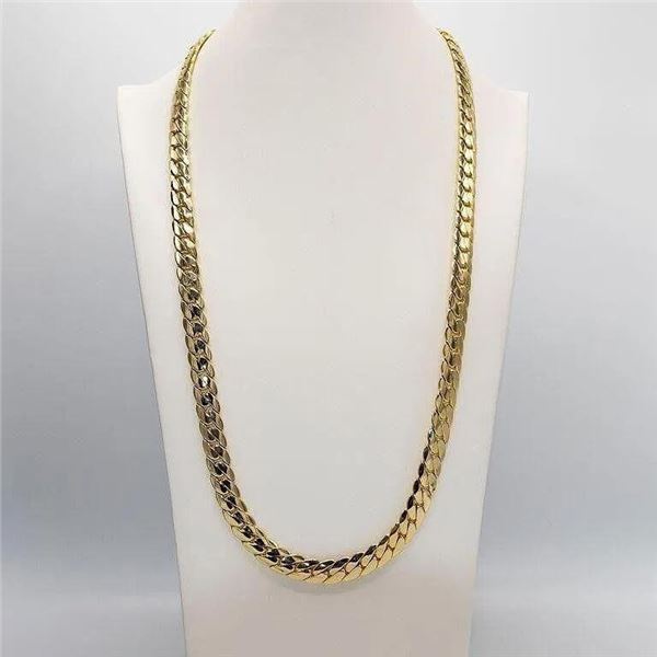 Limited  Huge 165.8 Grams MLB 14 Kt Gold  Plate Cuban Link Chain Necklace
