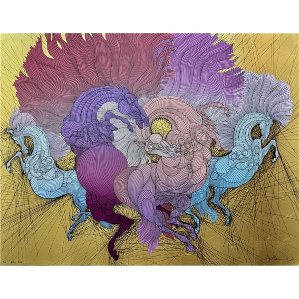 Guillaume Azoulay RITES Hand Signed 23K Gold Leaf Limited Edition Serigraph 1988