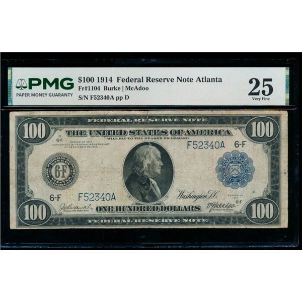 1914 $100 Atlanta FRN PMG 25