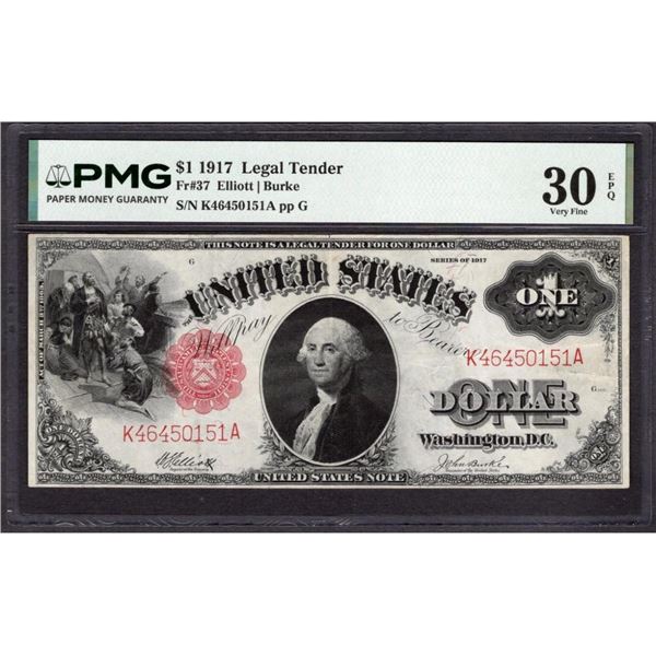 1917 $1 Legal Tender Note PMG 30EPQ