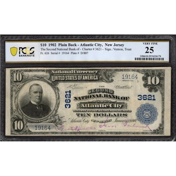 1902 $10 Atlantic City NJ National PCGS 25