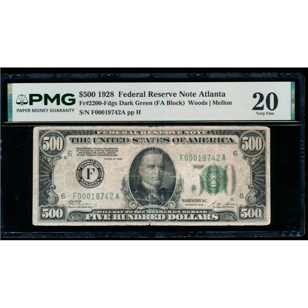 1928 $500 Atlanta FRN PMG 20