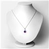 Image 2 : Plated Rhodium 1.80ct Amethyst and Lab Diamond Pendant with Chain