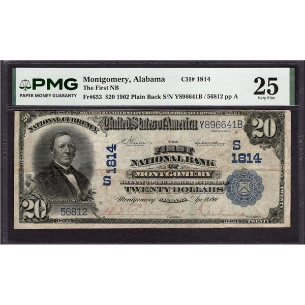 1902 $20 Montgomery AL National PMG 25